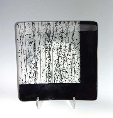 Aspen Square Plate — fused glass by Carole Perry, Laughing Glass Studio