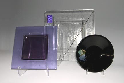 Lavender 3-Piece Setting — fused glass by Carole Perry, Laughing Glass Studio