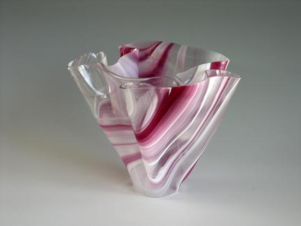 Peppermint Vase — fused glass by Carole Perry, Laughing Glass Studio