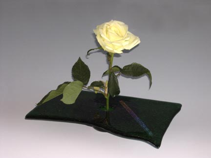 Ikebana — Black Rectangle — fused glass by Carole Perry, Laughing Glass Studio