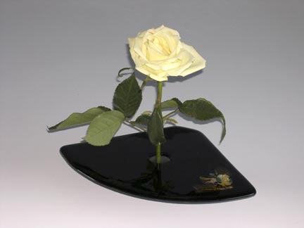 Ikebana Wedge — fused glass by Carole Perry, Laughing Glass Studio