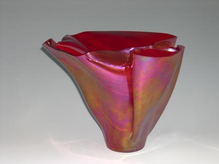 Red Vase — fused glass by Carole Perry, Laughing Glass Studio