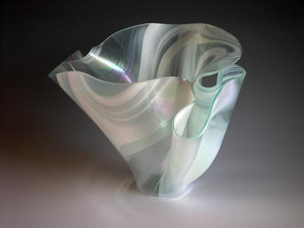 White Vase — fused glass by Carole Perry, Laughing Glass Studio
